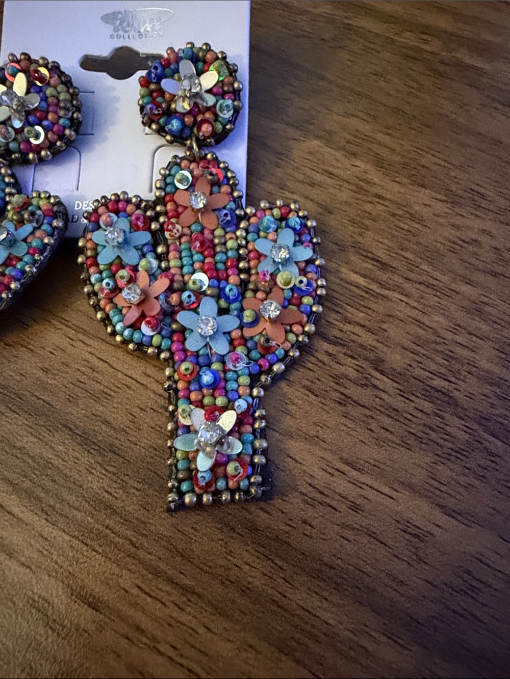 ICON Multicolor Beaded Floral Heart Drop Earrings - Picture 4 of 5